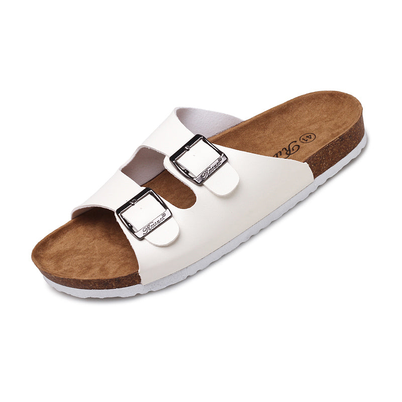 Women Men Cork Sandals Two Straps