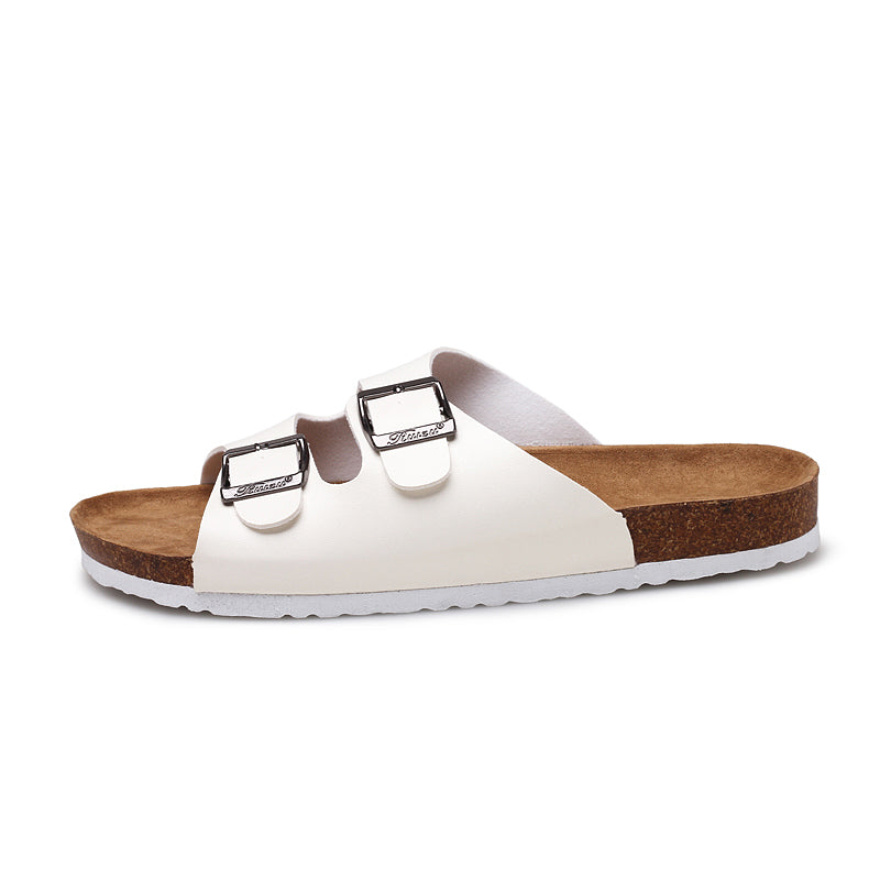 Women Men Cork Sandals Two Straps