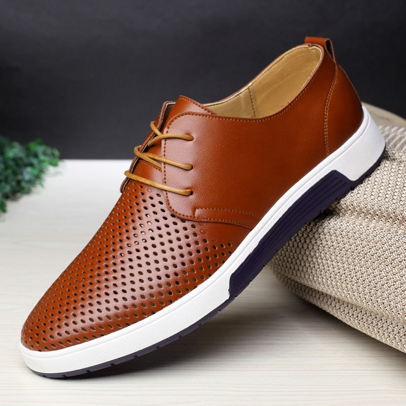 Men Casual Shoes Leather Summer Breathable 2022 New