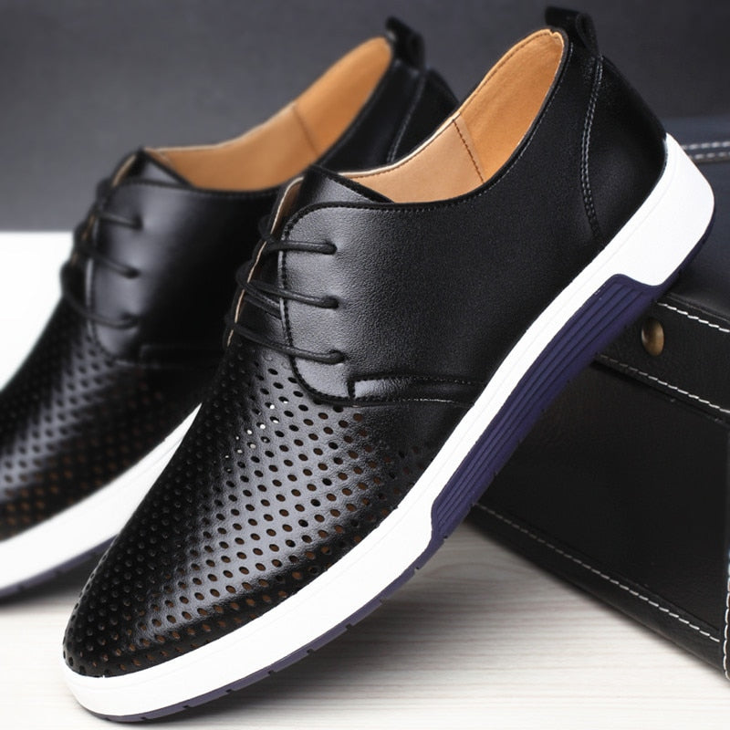 Men Casual Shoes Leather Summer Breathable 2022 New