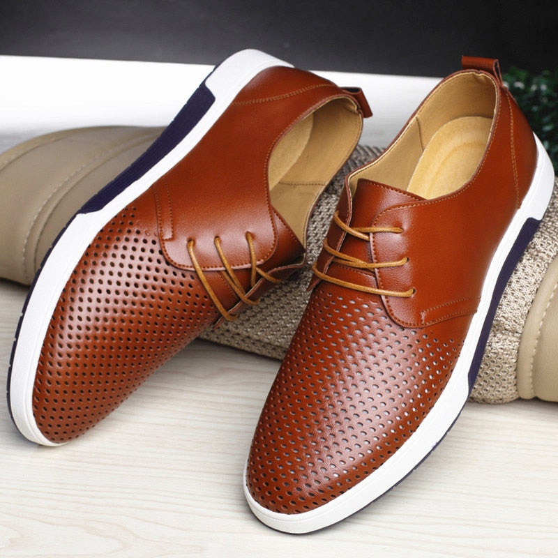 Men Casual Shoes Leather Summer Breathable 2022 New